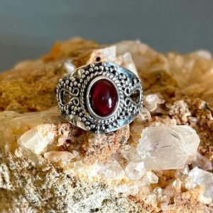 Garnet Sterling Silver Ring